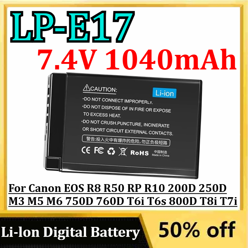 Canon Camera Eos R8 - แบตเตอรี่ลิเธียมไอออน 7.4V 1040mAh รุ่น LP-E17 สำหรับกล้อง